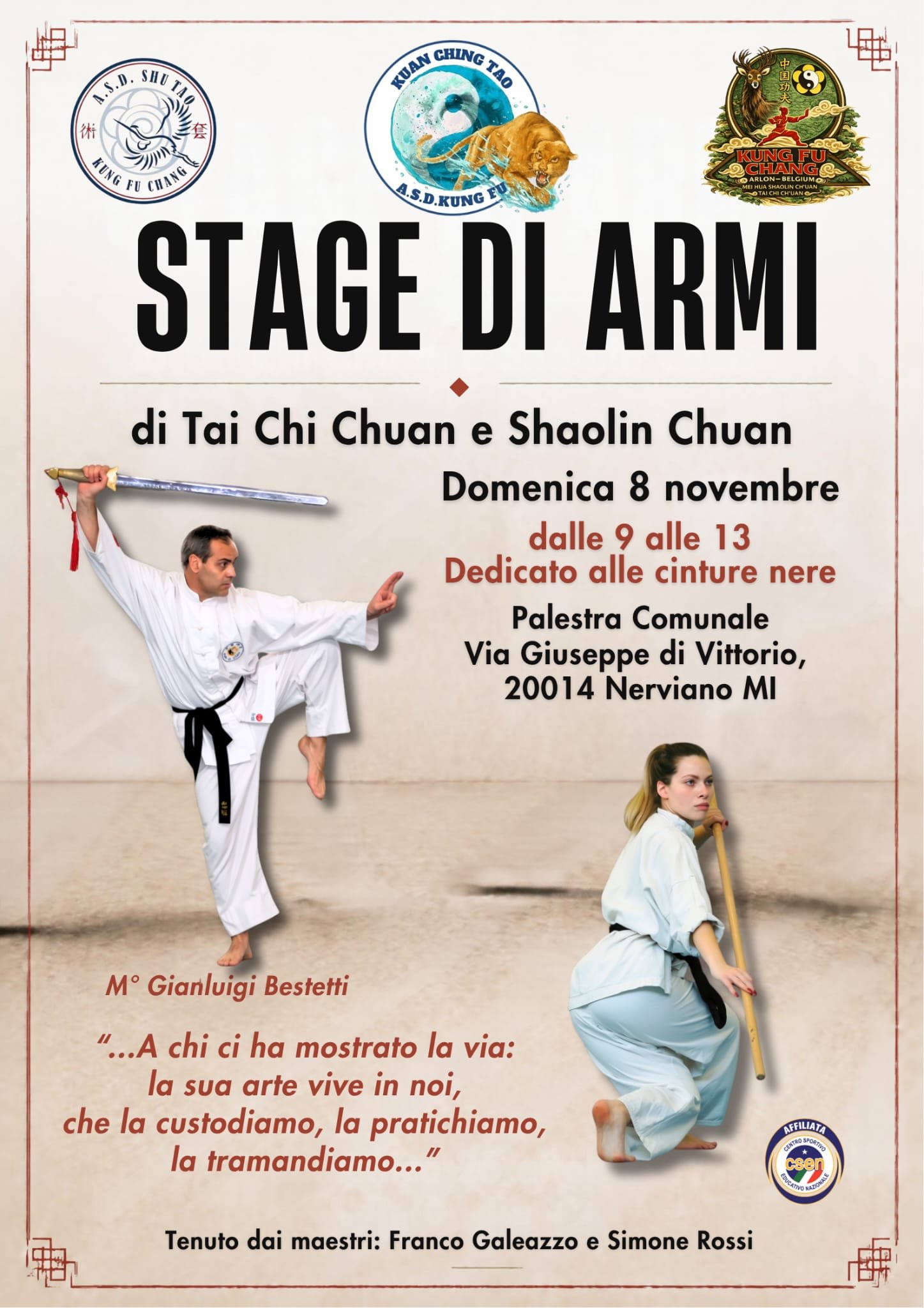 Stage di armi - ASD Kuan Ching Tao e ASD Shu Tao